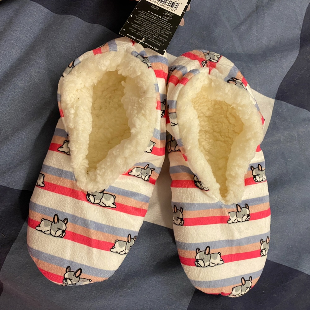 Cozy French bulldog indoor slipper socks